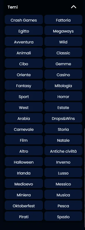 Panoramica delle categorie di gioco Queen Casino: slot machine, casinò live, poker, bingo, giochi istantanei e scommesse sportive visualizzate in tab distinte con indicazione del numero di titoli per sezione