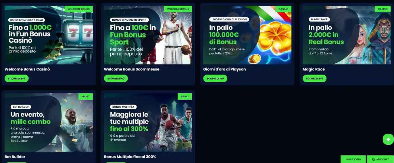 Pagina promozioni Queen Casino 2026 con fun bonus da 1.000 euro senza deposito, match 100% sul primo versamento con condizioni wagering visibili e cashback mensile automatico del 10%
